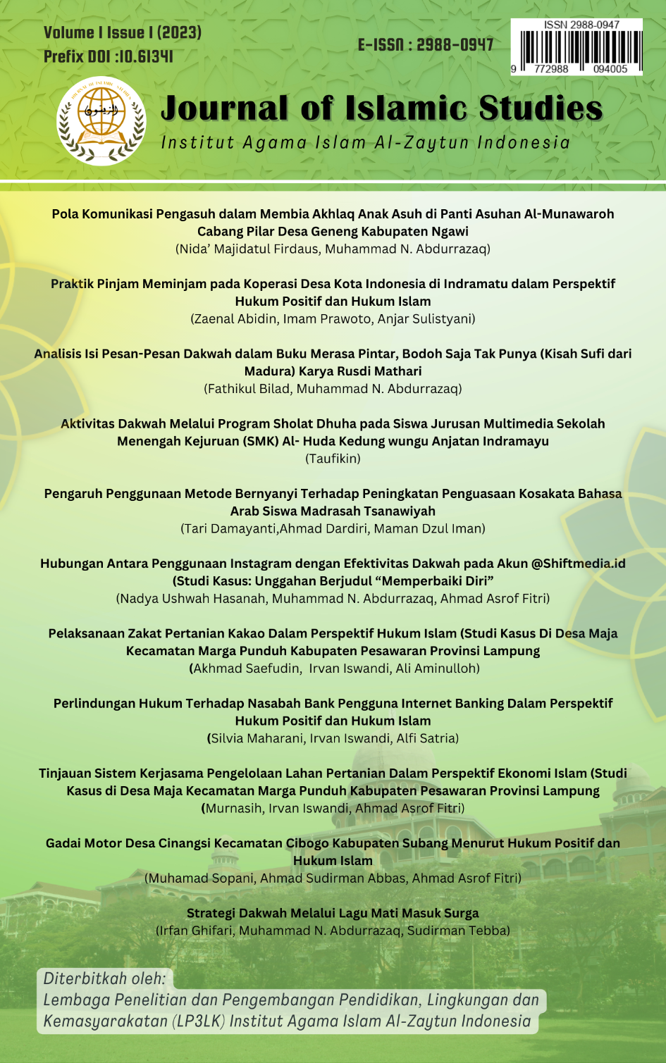 jurnal kajian islami lindung isma wangi iai al azis al zaytun